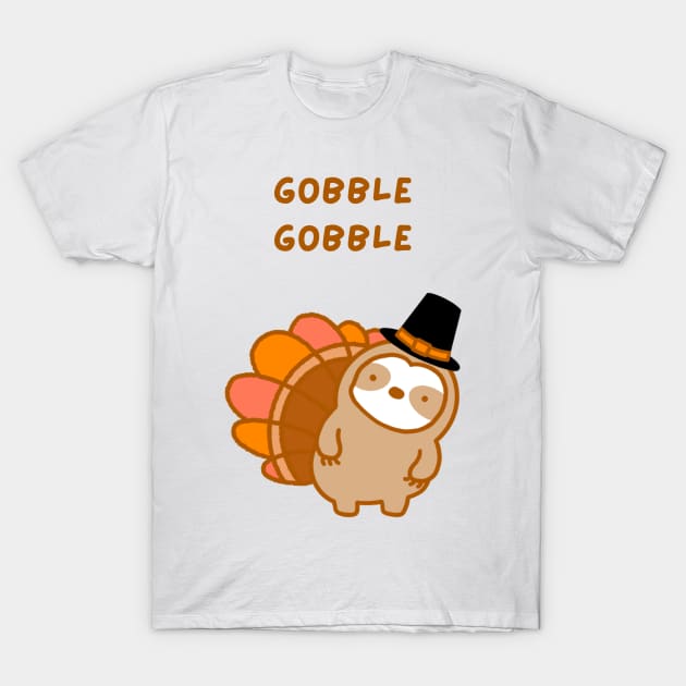 Thanksgiving Gobble Gobble Sloth T-Shirt by theslothinme